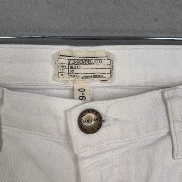 Current Elliott Jeans Womens 29 White The Flip Flop Mid Rise Flare Frayed Hem - Picture 5 of 13